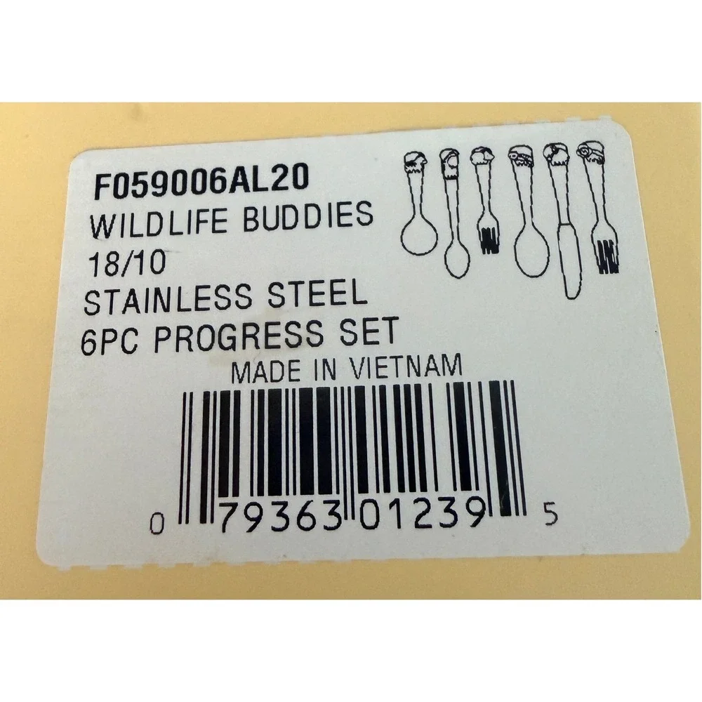 Oneida Wildlife Buddies 6pc Progress Baby & Child Silver 18/10 Stainless Steel